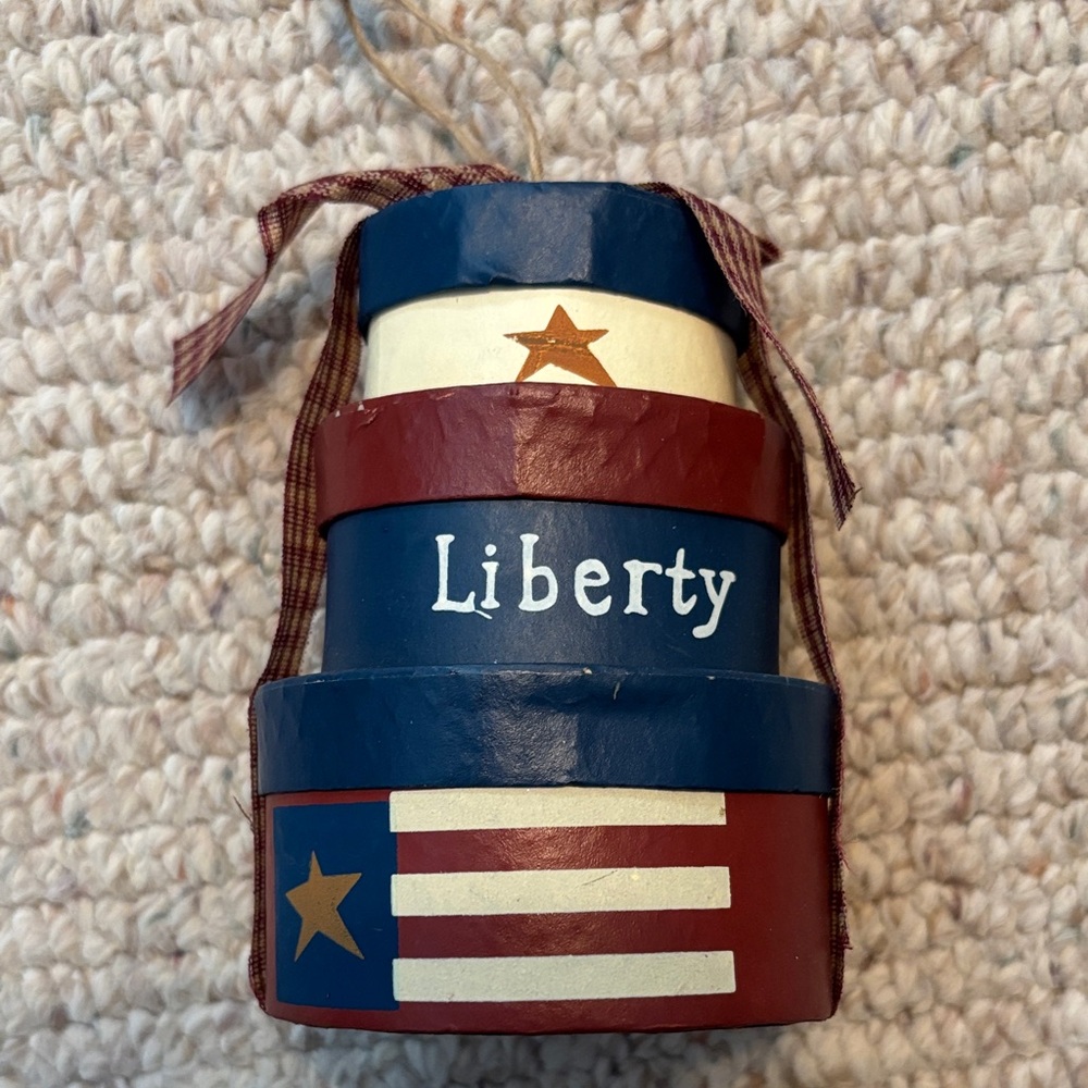 Patriotic Stacked Boxes Decor Liberty Ornament